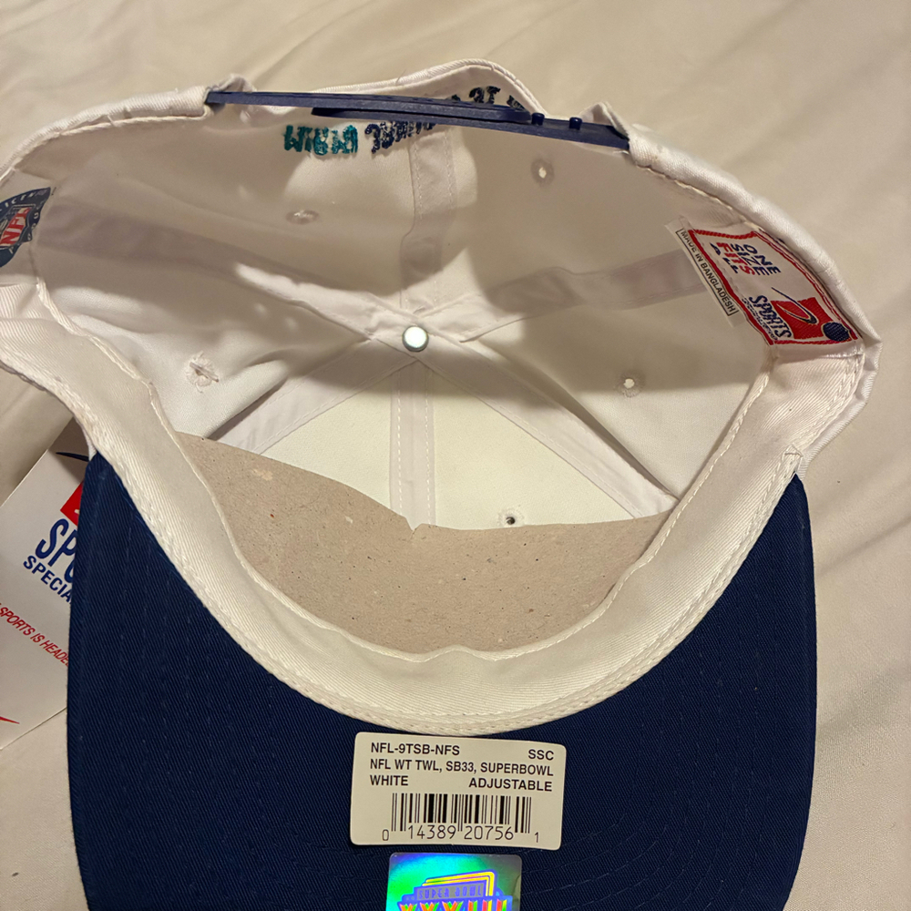 VTG Super Bowl XXXIII 33 Hat NWT Sports Specialties Nike NFL White Blue Snapback - Picture 5 of 5